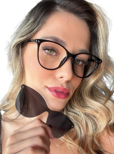 Armação Óculos P/grau Clip On Feminino 2 Em 1 Oferta