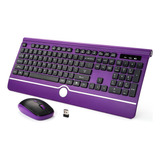 Kopjippom - Teclado Y Mouse Inalámbricos, Teclado Morado Y M