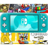 Console Nintendo Switch Lite Heavenly Lite Turquesa 150gb  Cuphead Mario Odyssey