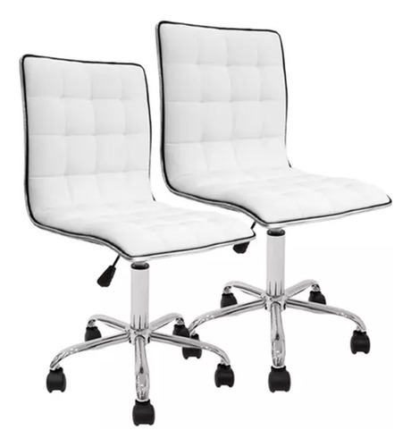 Silla Escritorio Pc Oficina X2 Con Ruedas Newmo Color Blanco