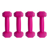 Pack X4 Mancuernas 1kg C/u Pesas Recubiertas Entrenamiento Color Rosa