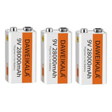 Kit 3 Baterias Pilhas Usb Recarregáveis 9v 28000mah 