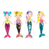 Peluche Sirena Juguete Para Niñas Mermaid Lentejuelas 50cm Color Cabello Lila