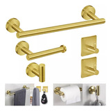 Kit De Accesorios De Baño Y Estante Dorado Para Troncos 5 Pi