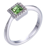 Anillo Oro 14k Lam Swarovski Verde Compromiso Regalo Pareja