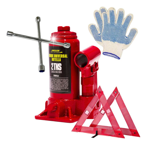 Kit Auto Crique + Llave Rueda + Balizas + Guantes Universal