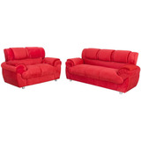 Conjunto De Sofá 7025 Jogo Com 2 E 3 Lugares Suede Vermelho