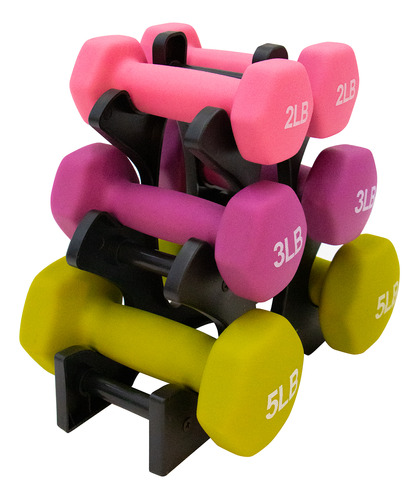 Kit Mancuernas Ejercicio Neopreno Par 2lb 3lb 5lb Rack