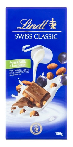 Chocolate Lindt Swiss Classic Leche Con Almendras 100 Gr.