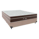 Cama + Box Casal Bege Colchão New Aspen Comfort Prime