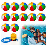 12 Piezas Pelota De Playa Inflable De Colores Mayoreo 30 Cm