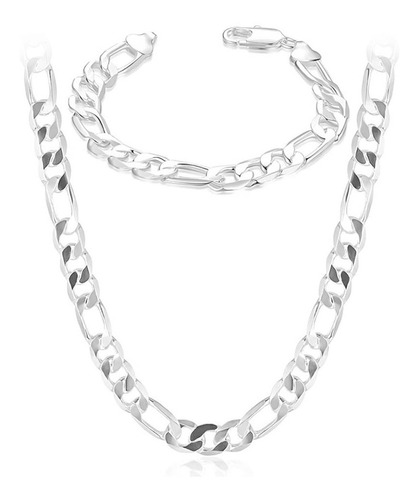 Set Cadena + Pulsera En Plata 925 Tipo Cartier 6mm De Ancho