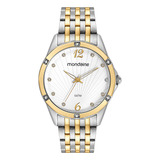 Relogio Mondaine Feminino Dourado Prata Grande Bicolor Aço