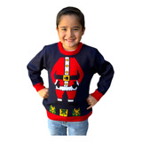 Ugly Sweater / Sueter Navideño Infantil Con Cuerpo De Santa