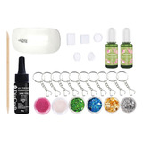 Kit Resina Uv Led Luz Molde Glitter Cinta  Joyería Diy