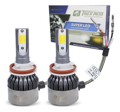 2 Super Leds 2 Cores 3000k 6000k 4400l 44wts H11 Hb4 Hb3 H8