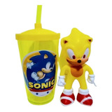 Boneco Sonic Amarelo + Copo Twister Coponudo 480 Ml Sonic