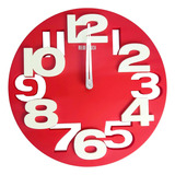 Reloj De Pared 3d Analogico 31 Cm Silencioso Moderno Bz3 Estructura Rojo Rj0055/cw1861