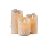 Set 3 Velas Velones Led Calido Efecto Fuego Sin Humo A Pilas