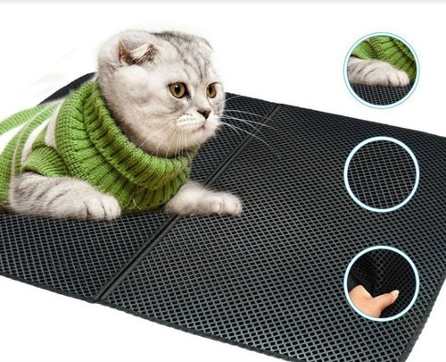 Tapete Para Gato Arenero 75x55cm Alfombra Caja De Arena Gato Color Negro