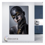 Cuadro Mujer Dorado Negro Elegante Artistica A8 60x90
