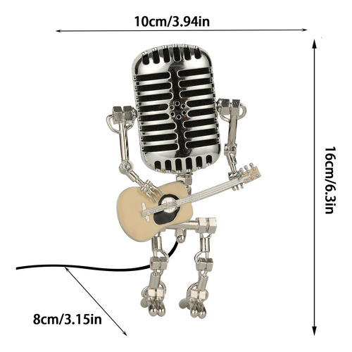 Lámpara De Mesa Tipo Robot Vintage Con Micrófono, Decoración