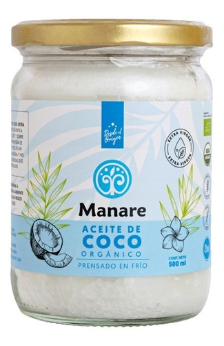 Aceite De Coco Organico Manare (pack 2 De 500 Ml)