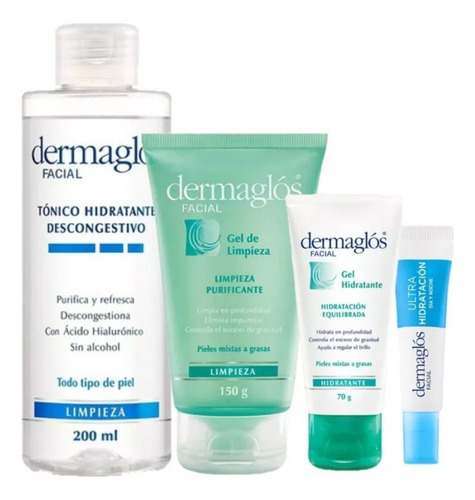 Kit Dermaglos Facial Limpieza + Hidratación Para Piel Mixta