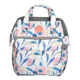 Mochila Pañalera Infanti Open Floral Color Blanco