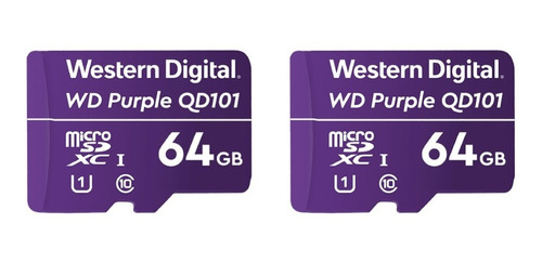 Pack 2 Tarjeta Memoria Micro Sd Wd Purple 64gb Wdd064g1p0c