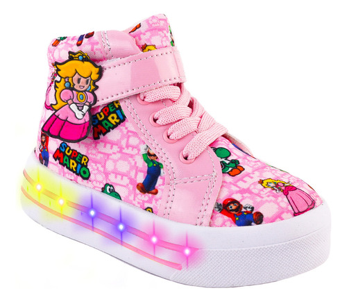 Tenis Princesa Peach Luces Led Mario Bros Deportivo 2026-rp