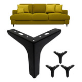 Kit 4 Patas De Metal Para Mueble Sofa Mesa Triangular Negro