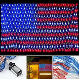 Luces Led De La Bandera Estadounidense Con Energia Solar