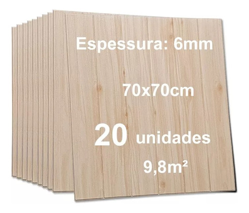 20 Placas 3d Espuma Autocolante Reveste Parede 70x70cm 6mm