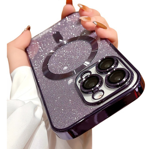 Funda De Galvanoplastia Con Magsafe Brillantina Para iPhone