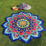 Manta De Playa B Lotus Hippie Con Borlas Y Flores 7382