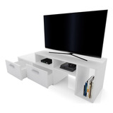 Mesa Para Lcd Led Rack Living Cajones Mueble Moderno Color Blanco