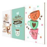 Kit 3 Quadros Placas Decorativas Frases Café Cozinha Sala