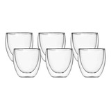 Set X6 Taza Vaso 350ml Vidrio Doble Pared Cafe Capuchino Bz3