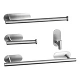 Kit 4 Suportes Banheiro Inox304 Lavabo Aço Escovado Sem Furo