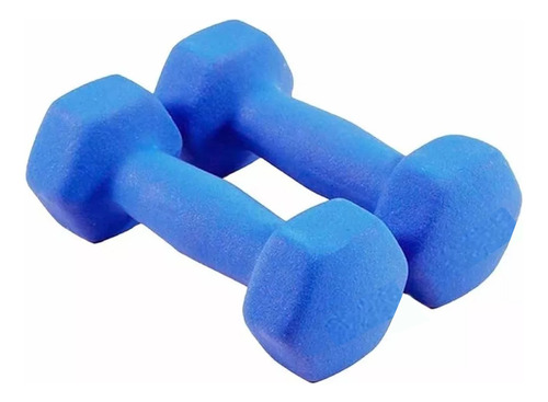 Pesas Mancuernas 2 Pza 0.5kg Neopreno Entrenamiento Fitness Color Azul