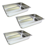 3 Cuba Gastronomica Inox 1/1 X 100 Gn Buffet Cozinha Rechaud