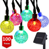 Luzes Solares De Natal Ao Ar Livre Decoram Ambar 100led 12m