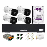 Kit 4 Cameras Intelbras Dvr 8 Canais Multihd C/ Purple 1 Tb