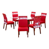 Capa De Cadeira Jantar Natal Estampada Vermelha 4 Pçs Prime