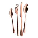 Set X 24 Cubiertos Acero Inox Kremer New York Gold Rose