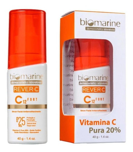 Rever C C12 Fort Vitamina C Pura Antioxidante 40g Biomarine Momento De Aplicação Dia Tipo De Pele Normal