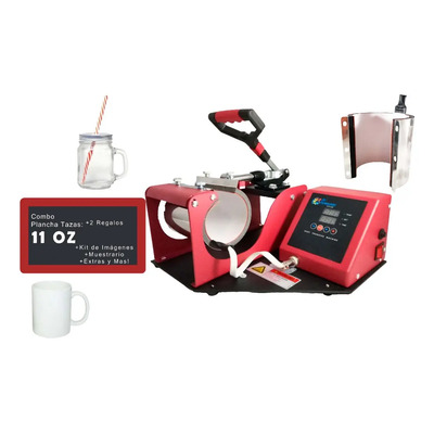 Combo Plancha Tazas 11 Oz Sublimación S\u002F8 Color Rojo | Meses sin interés