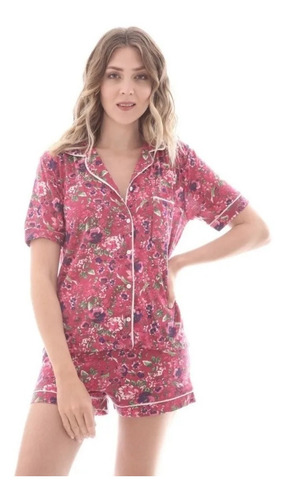 Conjunto Pijama Camisero Mujer De Verano Estampado Con Short