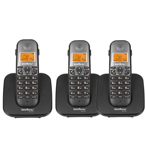 Combo Telefone Sem Fio 1 Base Ts 5120 + 2 Ramais Intelbras